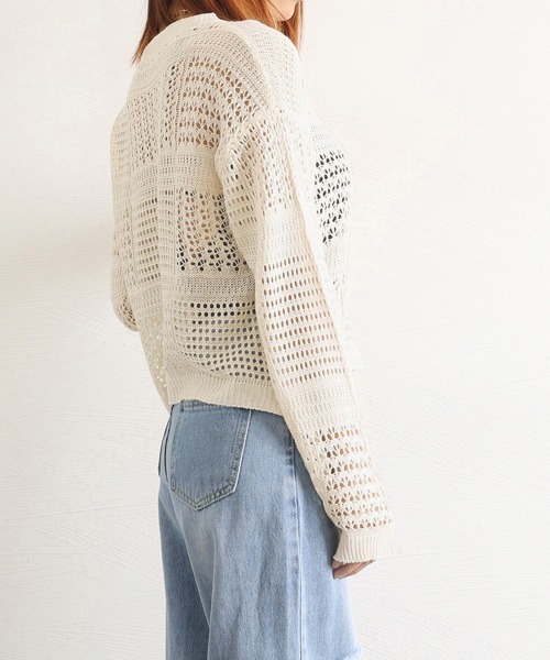 Miniministore(ミニミニストア)の「透かし編みニットトップス レディース長袖(ニット/セーター・レディース・アイボリー・FREE)」の11枚目の写真