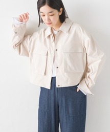 ツイル衿2WAY立体ポケットショート丈ブルゾン