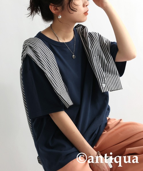 アンティカカットソー 綿100%半袖Tシャツ（Tシャツ/カットソー）｜antiqua（アンティカ