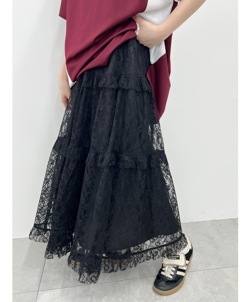 WC（ダブル シー）の「レースティアードスカート【EC限定カラーあり