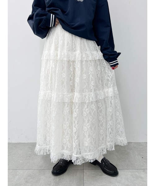 WC（ダブル シー）の「レースティアードスカート【EC限定カラーあり
