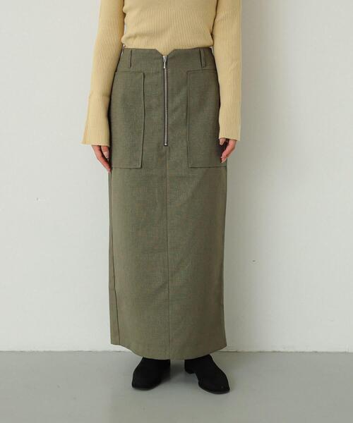 SENSE OF PLACE by URBAN RESEARCH(センスオブプレイスバイアーバンリサーチ)の「アウトポケットジップスカート(スカート・レディース・カーキ/アイボリー/ブラック/チャコールグレー・SMALL/MEDIUM)」の4枚目の写真