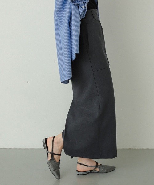 SENSE OF PLACE by URBAN RESEARCH(センスオブプレイスバイアーバンリサーチ)の「アウトポケットジップスカート(スカート・レディース・カーキ/アイボリー/ブラック/チャコールグレー・SMALL/MEDIUM)」の7枚目の写真