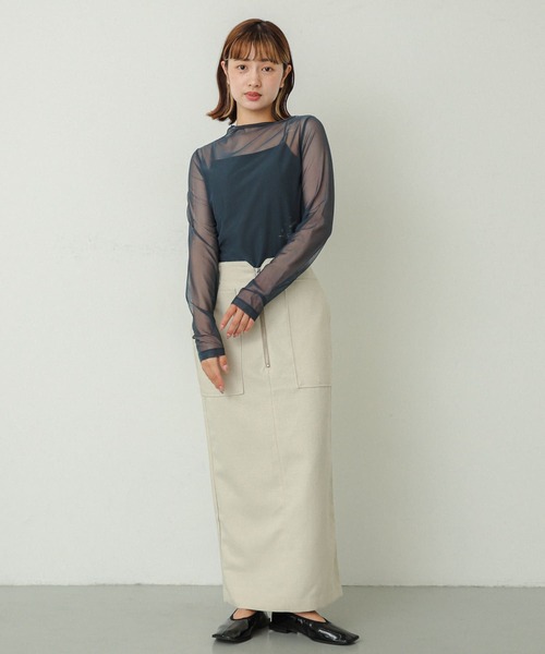 SENSE OF PLACE by URBAN RESEARCH(センスオブプレイスバイアーバンリサーチ)の「アウトポケットジップスカート(スカート・レディース・カーキ/アイボリー/ブラック/チャコールグレー・SMALL/MEDIUM)」の10枚目の写真