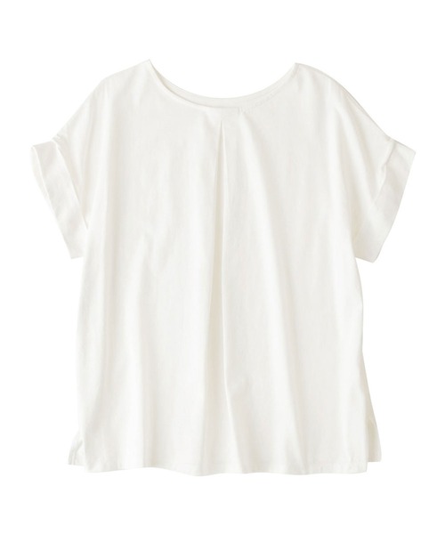 Viola e Viola(ヴィオラエヴィオラ)の「さらひやりコットン 前後2WAYトップス(Tシャツ/カットソー・レディース・ホワイト/ブラック/グレイッシュブルー/ミント/モカ・M/L/LL/3L/4L/5L)」の20枚目の写真