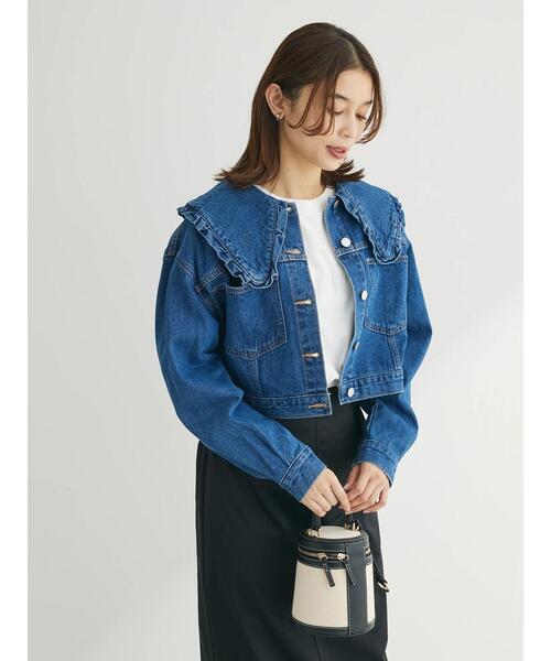 Green　Parks（グリーンパークス）の「・Double　Flags　フリルカラーGジャン（その他アウター・レディース・インディゴブルー・FREE）」の4枚目の写真