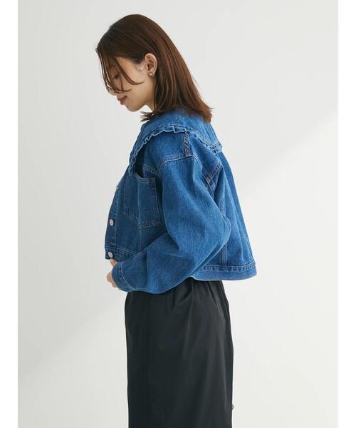 Green　Parks（グリーンパークス）の「・Double　Flags　フリルカラーGジャン（その他アウター・レディース・インディゴブルー・FREE）」の5枚目の写真