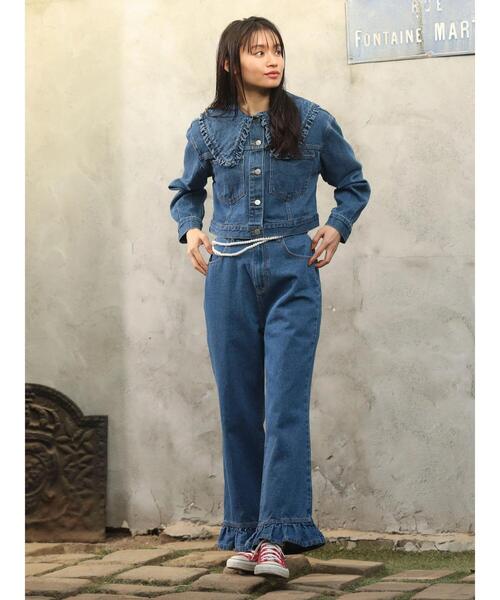 Green　Parks（グリーンパークス）の「・Double　Flags　フリルカラーGジャン（その他アウター・レディース・インディゴブルー・FREE）」の11枚目の写真