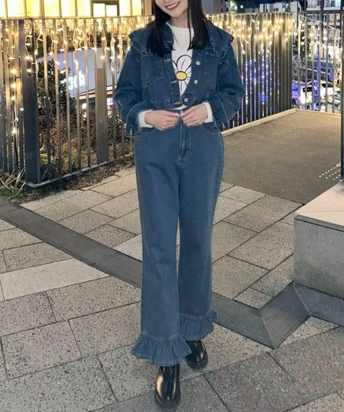 Green　Parks（グリーンパークス）の「・Double　Flags　フリルカラーGジャン（その他アウター・レディース・インディゴブルー・FREE）」の20枚目の写真