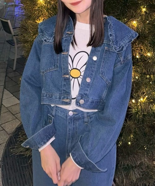 Green　Parks（グリーンパークス）の「・Double　Flags　フリルカラーGジャン（その他アウター・レディース・インディゴブルー・FREE）」の21枚目の写真