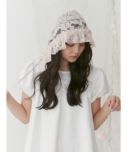 merry jenny flowerレースボンネット バッグセット merry jenny（メリージェニー）の「flowerレースボンネット