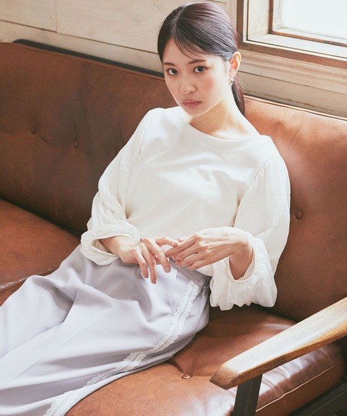 earth music&ecology（アースミュージックアンドエコロジー）の「マジョリカプリーツプルオーバー（Tシャツ/カットソー・レディース・ミント/オフホワイト/ピンクベージュ/サックスブルー/ブラック・FREE）」の10枚目の写真