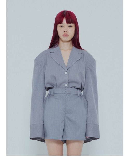 AMAIL（アマイル）の「Power shoulder shirt（シャツ/ブラウス・レディース・グレー/ピンク・FREE）」の5枚目の写真