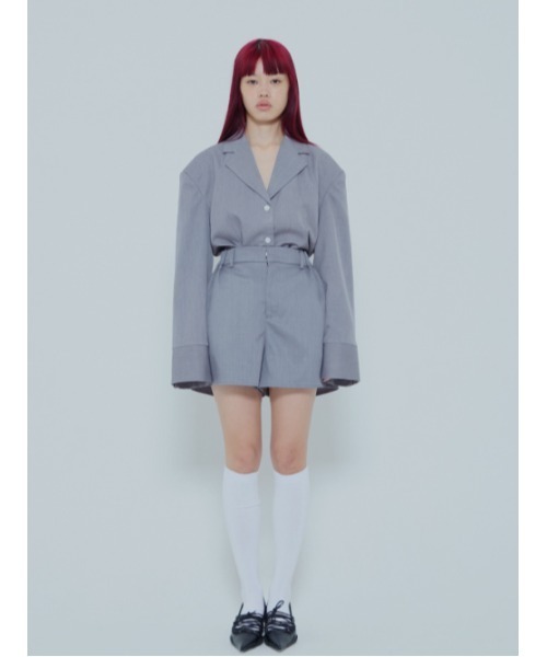 AMAIL（アマイル）の「Power shoulder shirt（シャツ/ブラウス・レディース・グレー/ピンク・FREE）」の6枚目の写真