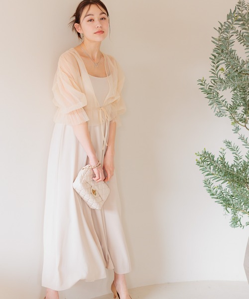 mysty woman（ミスティウーマン）の「チュールボレロSETキャミワンピース　113262（ワンピース・レディース・アイボリー/ブラック/ブルー系その他・FREE）」の2枚目の写真