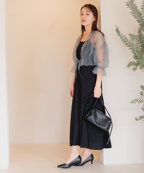 mysty woman（ミスティウーマン）の「チュールボレロSETキャミワンピース　113262（ワンピース・レディース・アイボリー/ブラック/ブルー系その他・FREE）」の5枚目の写真