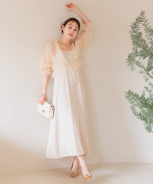 mysty woman（ミスティウーマン）の「チュールボレロSETキャミワンピース　113262（ワンピース・レディース・アイボリー/ブラック/ブルー系その他・FREE）」の6枚目の写真