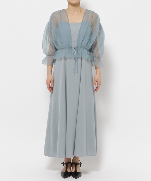 mysty woman（ミスティウーマン）の「チュールボレロSETキャミワンピース　113262（ワンピース・レディース・アイボリー/ブラック/ブルー系その他・FREE）」の14枚目の写真