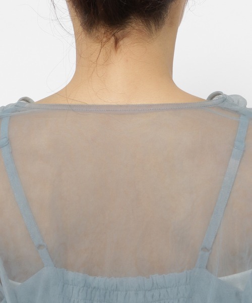 mysty woman（ミスティウーマン）の「チュールボレロSETキャミワンピース　113262（ワンピース・レディース・アイボリー/ブラック/ブルー系その他・FREE）」の18枚目の写真