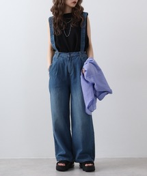 atONE 取り外し可能サスペンダーデニムワイドパンツ