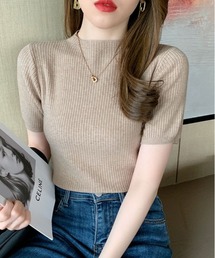 プチハイネックサマーリブニット