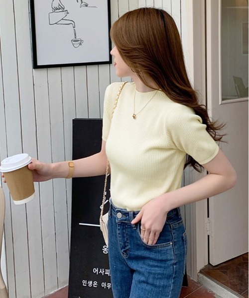 kirakiraShop(キラキラショップ)の「プチハイネックサマーリブニット(ニット/セーター・レディース・ダークベージュ/カーキ/ブラック/ブルー/アイボリー・FREE)」の18枚目の写真