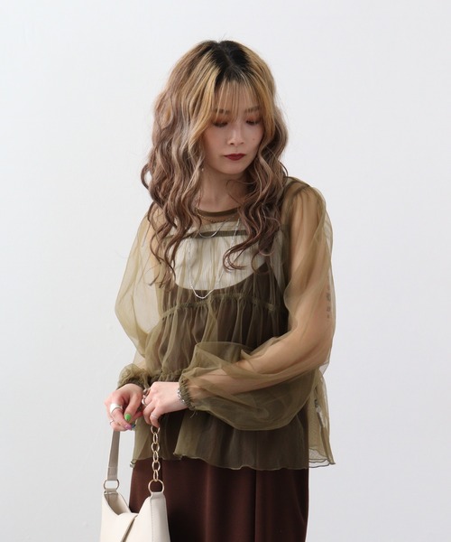 A.N.L(エーエヌエル レーベル)の「A.N.L ナイロントップス(シャツ/ブラウス・レディース・ライトグリーン/ブラック/カーキ・38)」の1枚目の写真
