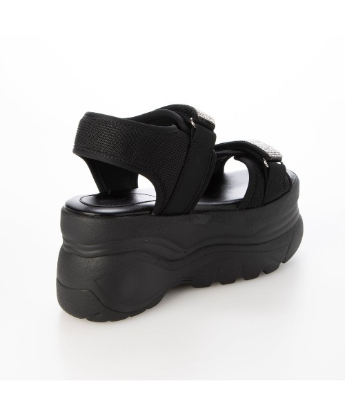 Mafmof（マフモフ）の「Mafmof(マフモフ)9cm厚底フラットソールラインストーンビジュースポーツサンダル（サンダル・レディース・ホワイト/ブラック・S/M/L/LL）」の15枚目の写真