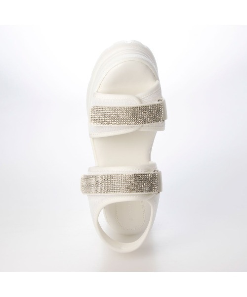Mafmof（マフモフ）の「Mafmof(マフモフ)9cm厚底フラットソールラインストーンビジュースポーツサンダル（サンダル・レディース・ホワイト/ブラック・S/M/L/LL）」の18枚目の写真