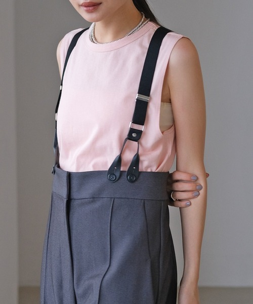 AKTE（アクテ）の「ボックスタンクトップ（Tシャツ/カットソー・レディース・ネイビー/ホワイト/ピンク/ブラック・FREE）」の4枚目の写真