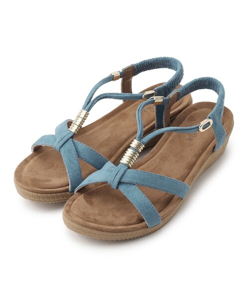 SHOO・LA・RUE(シューラルー)の「◆【ふかふか中敷き】片手で履ける Yストラップサンダル(サンダル・レディース・チャコールグレー/サンドベージュ/ダークオレンジ/カーキ/ブルー/イエロー・35/45)」の4枚目の写真