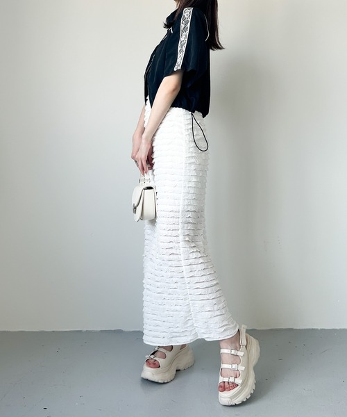 Heather（ヘザー）の「ミニフリルタイトロングスカート 126513