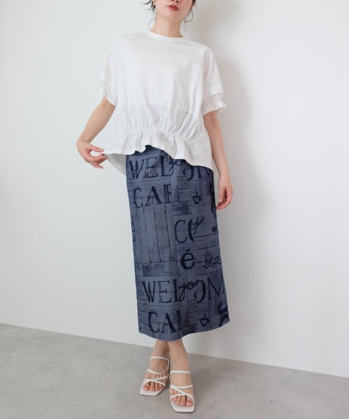 DOLLUPOOPS（ドールアップウップス）の「デニムプリントIラインスカート（デニムスカート・レディース・ネイビー・38）」の4枚目の写真