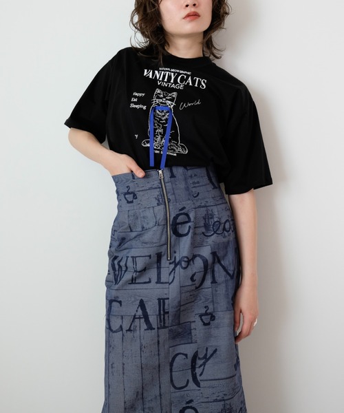 DOLLUPOOPS（ドールアップウップス）の「デニムプリントIラインスカート（デニムスカート・レディース・ネイビー・38）」の8枚目の写真