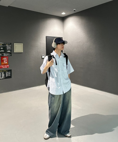 ADAMASTE（アダマスト）の「ハートバルーン刺繍ストライプシャツ（シャツ/ブラウス・メンズ・ホワイト系その他/ブルー系その他・LARGE/MEDIUM）」の12枚目の写真