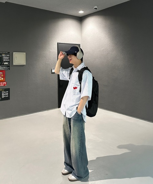 ADAMASTE（アダマスト）の「ハートバルーン刺繍ストライプシャツ（シャツ/ブラウス・メンズ・ホワイト系その他/ブルー系その他・LARGE/MEDIUM）」の13枚目の写真