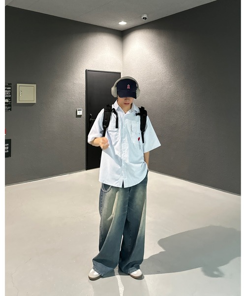 ADAMASTE（アダマスト）の「ハートバルーン刺繍ストライプシャツ（シャツ/ブラウス・メンズ・ホワイト系その他/ブルー系その他・LARGE/MEDIUM）」の14枚目の写真