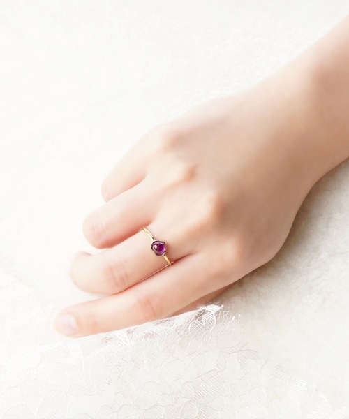 itam(アイタム)の「【itam】アイタム/ NATURAL STONE ハート天然石 ブラスリング(リング・レディース・パープル系その他/イエロー系その他/ピンク系その他/ホワイト系その他/レッド系その他・FREE)」の6枚目の写真