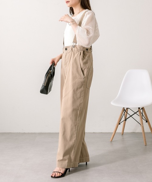 PUAL CE CIN（ピュアルセシン）の「甘撚りツイルサロペット（チノパンツ・レディース・カーキ/ベージュ/オフホワイト・FREE）」の10枚目の写真