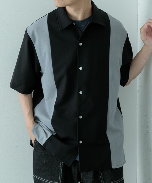 ITEMS URBANRESEARCH(アイテムズ アーバンリサーチ)の「接触冷感TRストレッチ切替半袖シャツ(シャツ/ブラウス・メンズ・ブラック/ライトベージュ/グレー/ブラック系その他・MEDIUM/LARGE)」の3枚目の写真