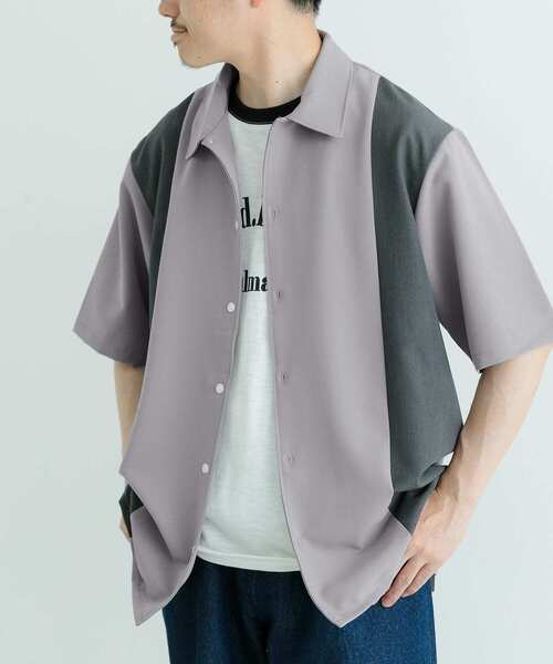 ITEMS URBANRESEARCH(アイテムズ アーバンリサーチ)の「接触冷感TRストレッチ切替半袖シャツ(シャツ/ブラウス・メンズ・ブラック/ライトベージュ/グレー/ブラック系その他・MEDIUM/LARGE)」の1枚目の写真