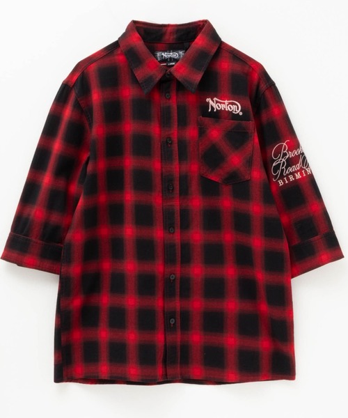 Norton(ノートン)の「Nortonオンブレチェック6分袖シャツ(シャツ/ブラウス・メンズ・レッド/ホワイト/ブルー・L/XXL/XL/M)」の8枚目の写真