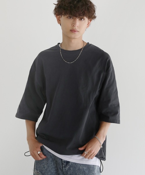 ASTRONOMY(アストロノミー)の「Buyer's Select/天竺ピグメントドローストリング半袖Tシャツ(Tシャツ/カットソー・メンズ・ブラウン/ブラック/グレー・M/L)」の2枚目の写真
