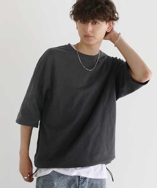 ASTRONOMY(アストロノミー)の「Buyer's Select/天竺ピグメントドローストリング半袖Tシャツ(Tシャツ/カットソー・メンズ・ブラウン/ブラック/グレー・M/L)」の4枚目の写真