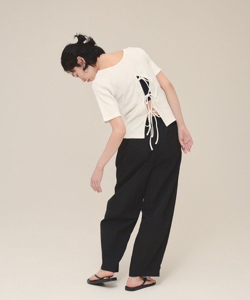 eL（エル）の「【eL】Back  Ribbon Tee/120981（Tシャツ/カットソー・レディース・オフホワイト/ブラック/カーキ・FREE）」の10枚目の写真