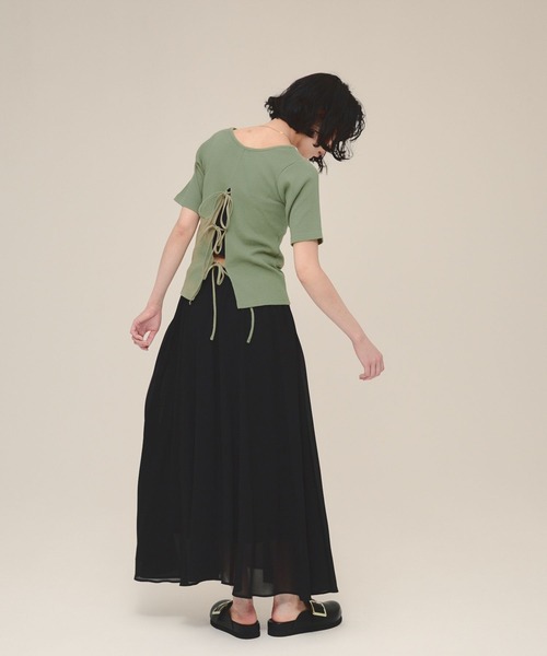 eL（エル）の「【eL】Back  Ribbon Tee/120981（Tシャツ/カットソー・レディース・オフホワイト/ブラック/カーキ・FREE）」の22枚目の写真