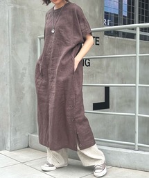 Munich | ウォッシュド40sリネンキャンバスサイドボタンワンピース(ワンピース)