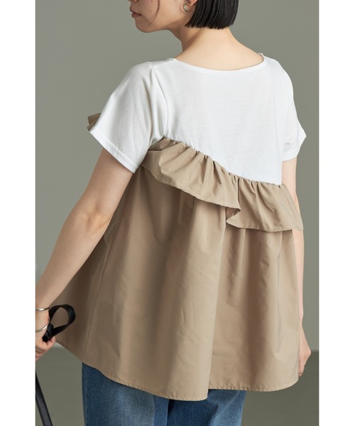 &. NOSTALGIA(アンドドットノスタルジア)の「アシメフリルカットプルオーバー(Tシャツ/カットソー・レディース・ベージュ/オフホワイト/ブラック・M)」の9枚目の写真