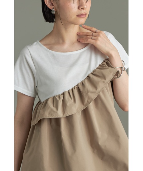 &. NOSTALGIA(アンドドットノスタルジア)の「アシメフリルカットプルオーバー(Tシャツ/カットソー・レディース・ベージュ/オフホワイト/ブラック・M)」の10枚目の写真