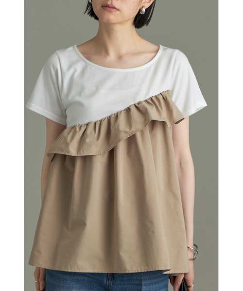 &. NOSTALGIA(アンドドットノスタルジア)の「アシメフリルカットプルオーバー(Tシャツ/カットソー・レディース・ベージュ/オフホワイト/ブラック・M)」の8枚目の写真